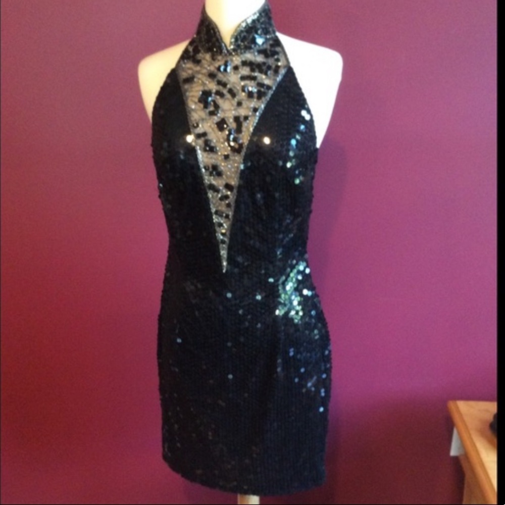 Niteline By Della Ruffogali Black Sequined Dress